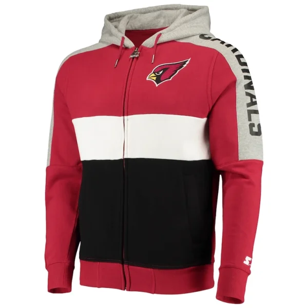 Arizona cardinals starter playoffs color block full zip hoodie Cardinalblack M