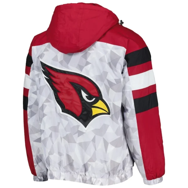 Arizona cardinals starter thursday night gridiron raglan half zip hooded jacket Whitecardinal L