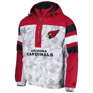 Arizona cardinals starter thursday night gridiron raglan half zip hooded jacket Whitecardinal M