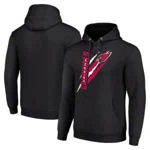 Arizona cardinals starter unisex color scratch fleece pullover hoodie Black
