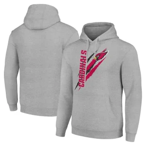 Arizona cardinals starter unisex color scratch fleece pullover hoodie Heather gray