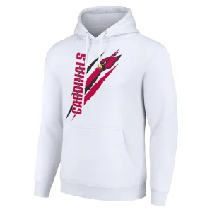 Arizona cardinals starter unisex color scratch fleece pullover hoodie White M