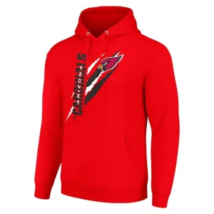 Arizona cardinals starter unisex color scratch fleece pullover hoodie cardinal Cardinal M