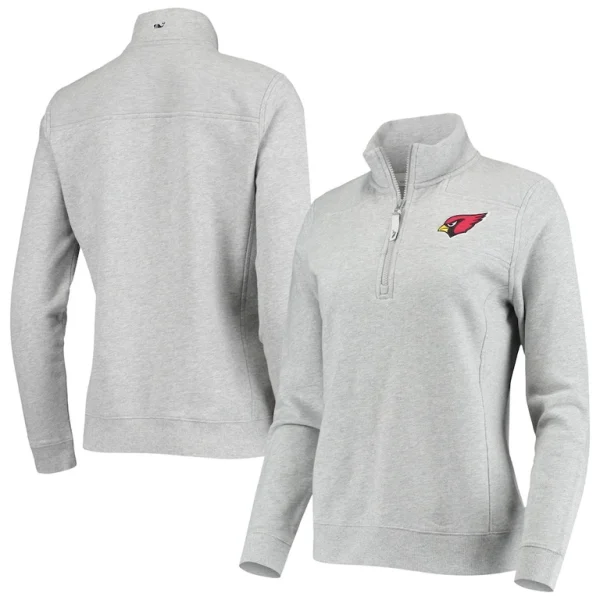 Arizona cardinals vineyard vines womens shep shirt quarter zip sweatshirt Heather gray