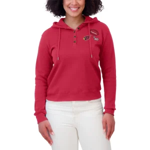 Arizona cardinals wear by erin andrews womens plus size waffle hoodie pullover top cardinal Cardinal Plus 1X
