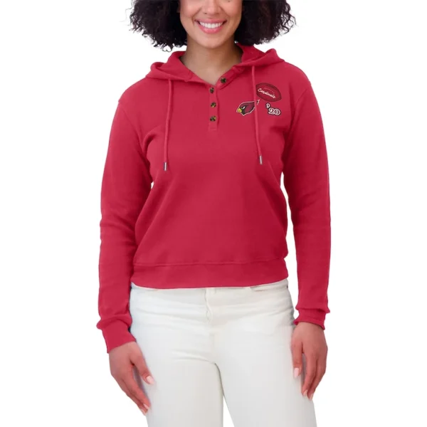 Arizona cardinals wear by erin andrews womens plus size waffle hoodie pullover top cardinal Cardinal Plus 1X