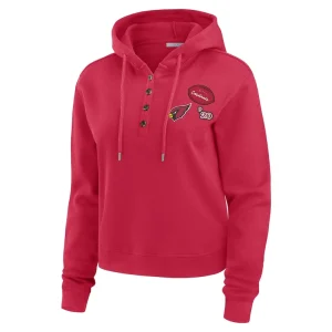 Arizona cardinals wear by erin andrews womens plus size waffle hoodie pullover top cardinal Cardinal Plus 2X