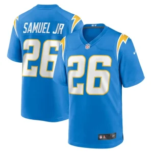 Asante samuel jr. los angeles chargers nike game player jersey Powder blue
