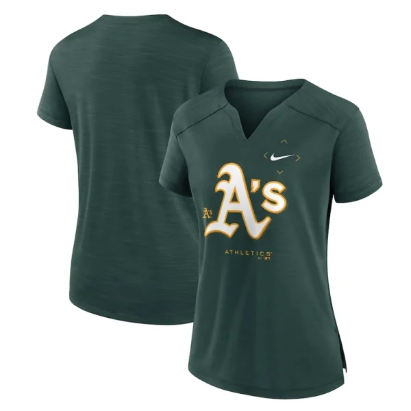 Athletics nike womens pure pride boxy performance notch neck t shirt Green