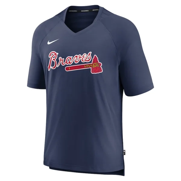 Atlanta braves nike authentic collection pregame raglan performance v neck t shirt Navy M