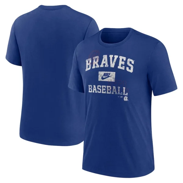 Atlanta braves nike cooperstown collection arch tri blend t shirt Royal
