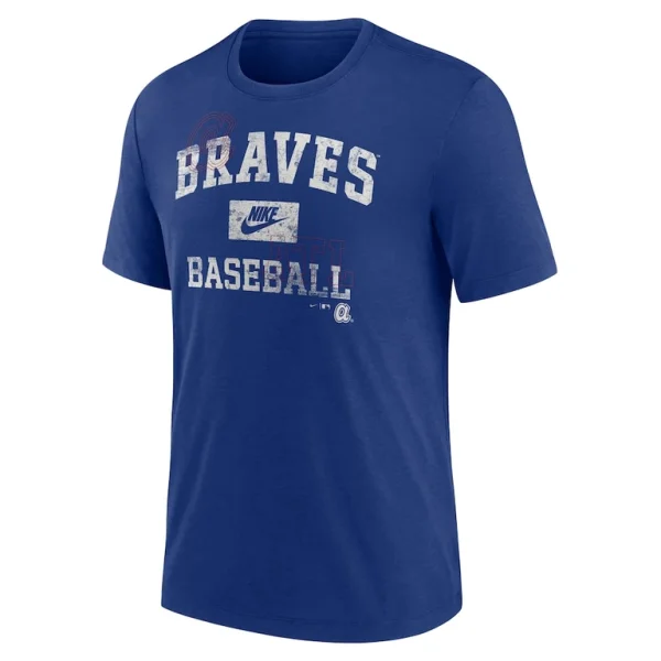 Atlanta braves nike cooperstown collection arch tri blend t shirt Royal M
