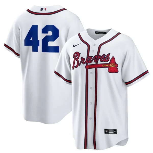 Atlanta braves nike home 2025 jackie robinson day replica jersey White