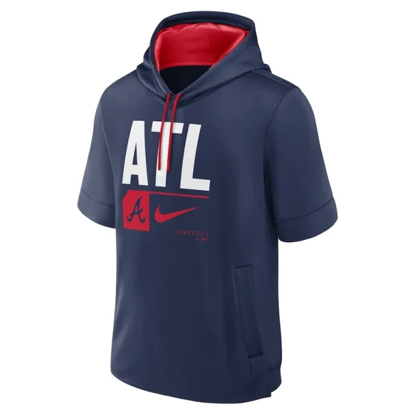 Atlanta braves nike tri code lockup short sleeve pullover hoodie Navy M