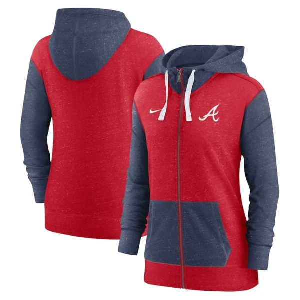 Atlanta braves nike womens full zip hoodie Red