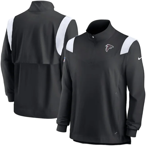 Atlanta falcons nike sideline coach chevron lockup quarter zip long sleeve top Blackwhite