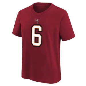 Baker mayfield tampa bay buccaneers nike player name number t shirt Red Yth M