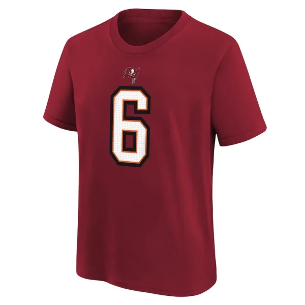 Baker mayfield tampa bay buccaneers nike player name number t shirt Red Yth M