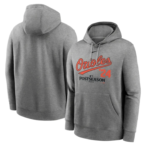 Baltimore orioles nike 2024 mlb postseason lockup club fleece pullover hoodie Heather charcoal