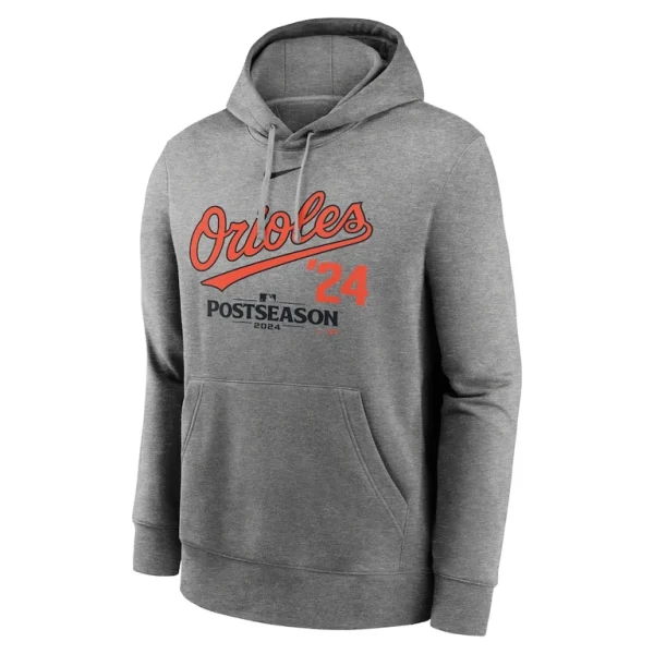 Baltimore orioles nike 2024 mlb postseason lockup club fleece pullover hoodie Heather charcoal M