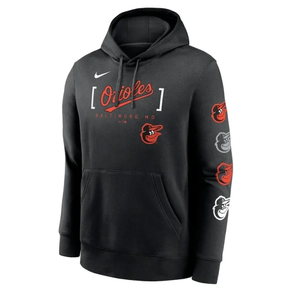 Baltimore orioles nike club stack pullover hoodie Black M