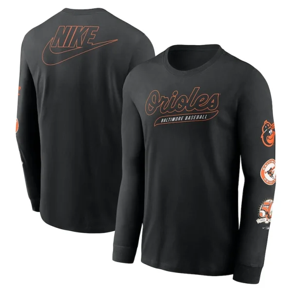 Baltimore orioles nike cooperstown collection knockout long sleeve t shirt Black