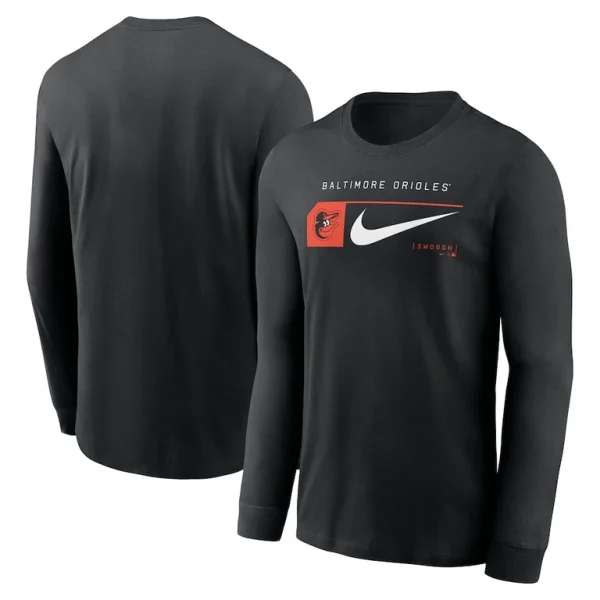 Baltimore orioles nike local logo swoosh lockup long sleeve t shirt Black