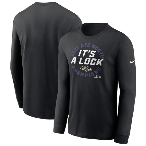 Baltimore ravens nike 2023 afc north division champions locker room trophy collection long sleeve t shirt Black