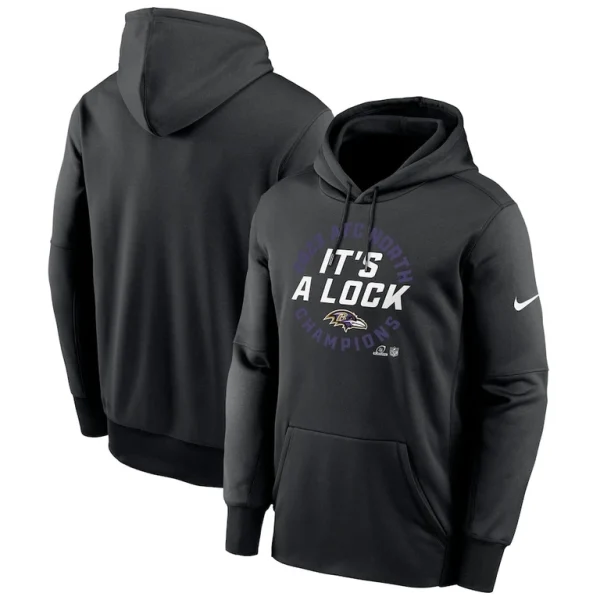 Baltimore ravens nike 2023 afc north division champions locker room trophy collection pullover hoodie Black