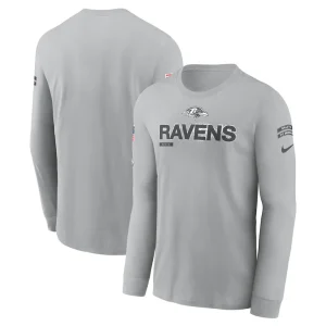 Baltimore ravens nike 2024 salute to service long sleeve t shirt Gray