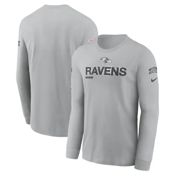 Baltimore ravens nike 2024 salute to service long sleeve t shirt Gray