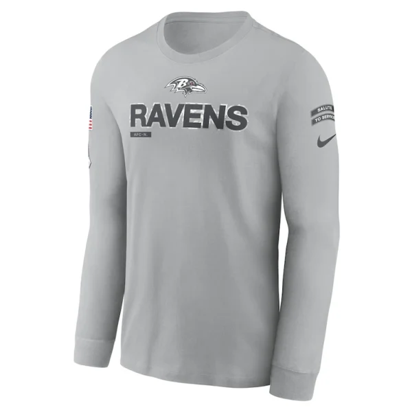 Baltimore ravens nike 2024 salute to service long sleeve t shirt Gray M