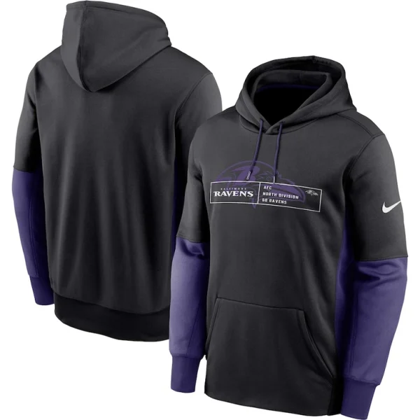 Baltimore ravens nike color block fleece performance pullover hoodie Black