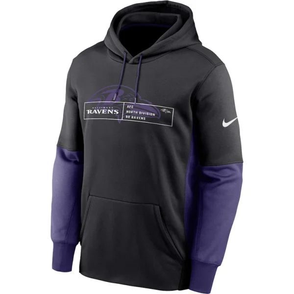 Baltimore ravens nike color block fleece performance pullover hoodie Black M