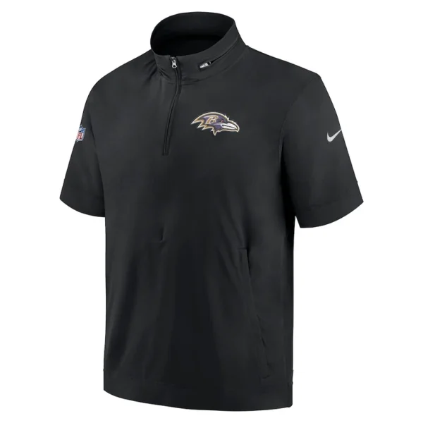 Baltimore ravens nike sideline coach short sleeve hoodie quarter zip jacket Black M