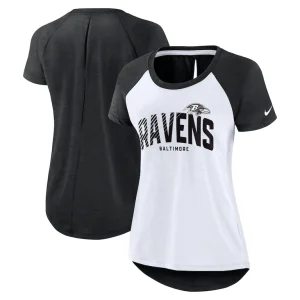 Baltimore ravens nike womens back slit lightweight fashion t shirt Whiteheather scarlet