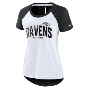Baltimore ravens nike womens back slit lightweight fashion t shirt Whiteheather scarlet S