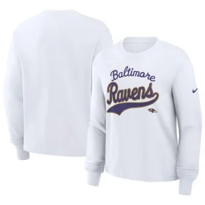 Baltimore ravens nike womens essential long sleeve boxy t shirt White