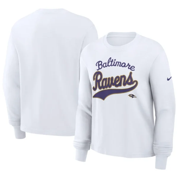 Baltimore ravens nike womens essential long sleeve boxy t shirt White