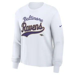 Baltimore ravens nike womens essential long sleeve boxy t shirt White S