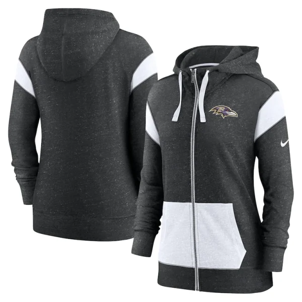 Baltimore ravens nike womens monaco lightweight full zip hoodie Heather blackwhite