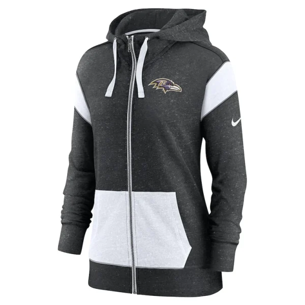 Baltimore ravens nike womens monaco lightweight full zip hoodie Heather blackwhite S