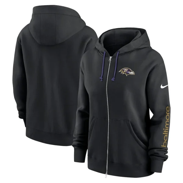 Baltimore ravens nike womens phoenix hoodie full zip sweatshirt Black