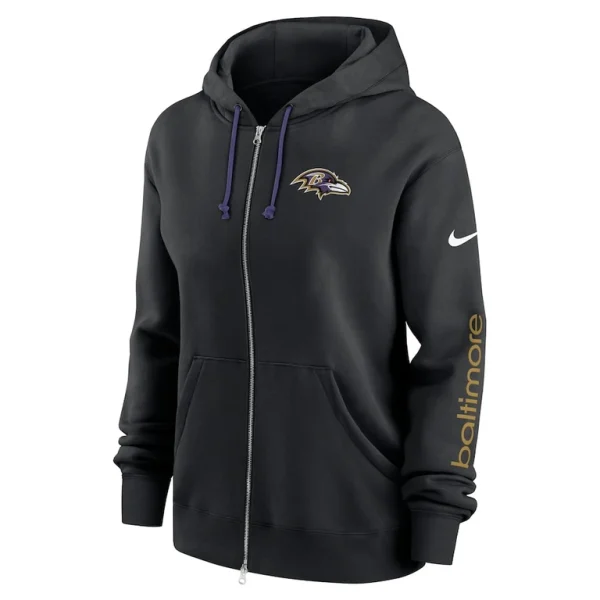 Baltimore ravens nike womens phoenix hoodie full zip sweatshirt Black S