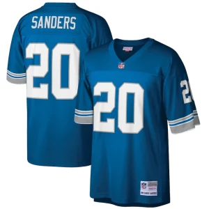 Barry sanders detroit lions mitchell ness big tall 1996 retired player replica jersey Blue