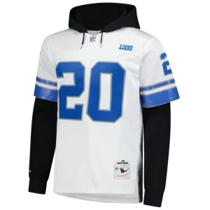 Barry sanders detroit lions mitchell ness player name number hoodie legacy jersey White M