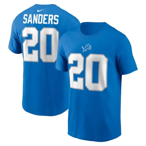 Barry sanders detroit lions nike retired player name number t shirt Blue