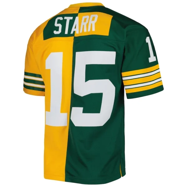 Bart starr green bay packers mitchell ness 1969 split legacy replica jersey Greengold L