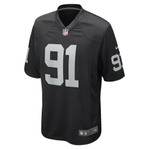 Bilal nichols las vegas raiders nike game player jersey Black M