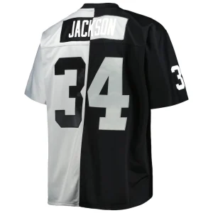 Bo jackson las vegas raiders mitchell ness big tall split legacy retired player replica jersey Blacksilver 4XB